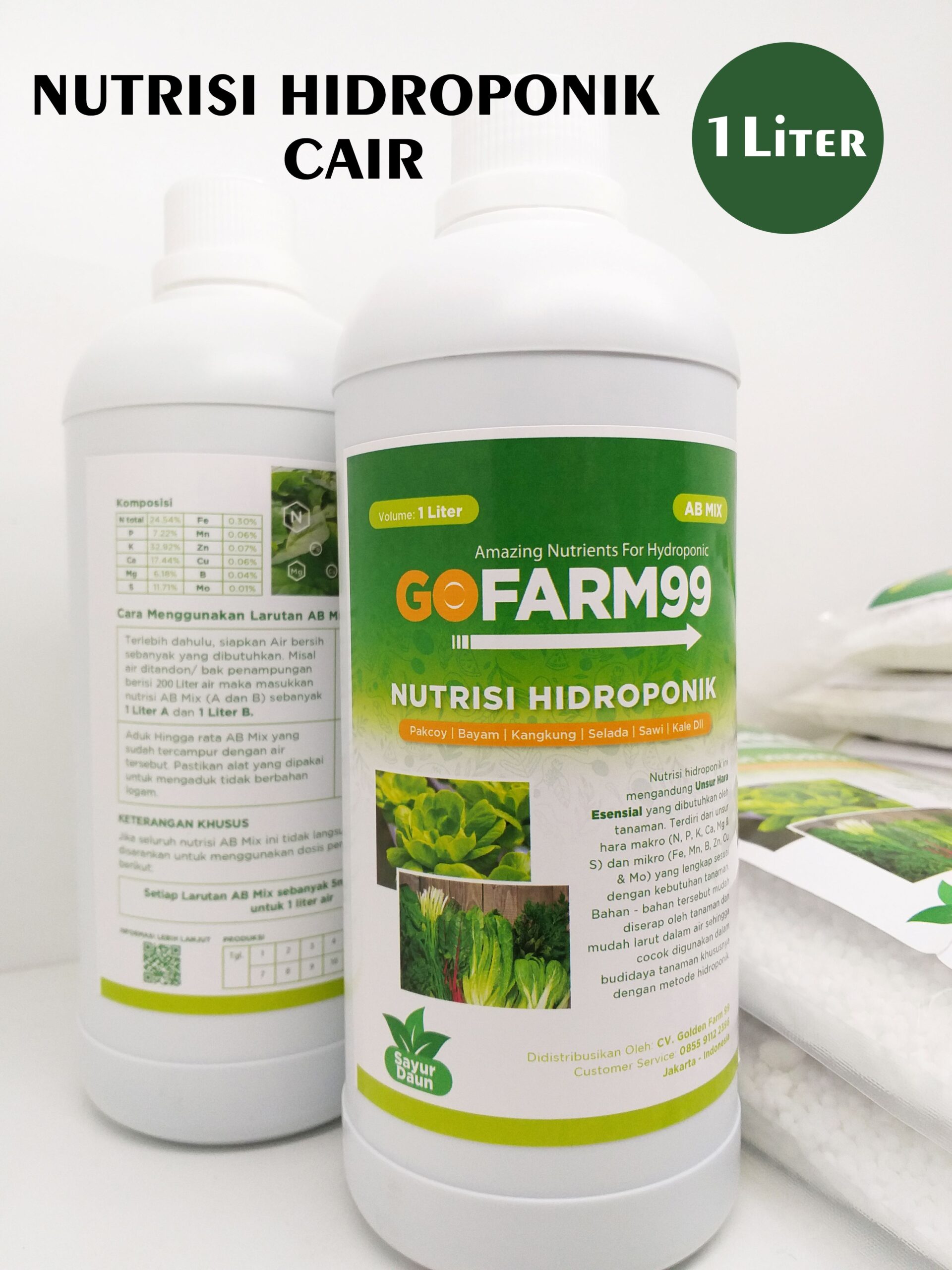 Nutrisi Hidroponik Ab Mix Premium Gofarm99 Untuk Sayur Daun – Cair 2 ab mix premium